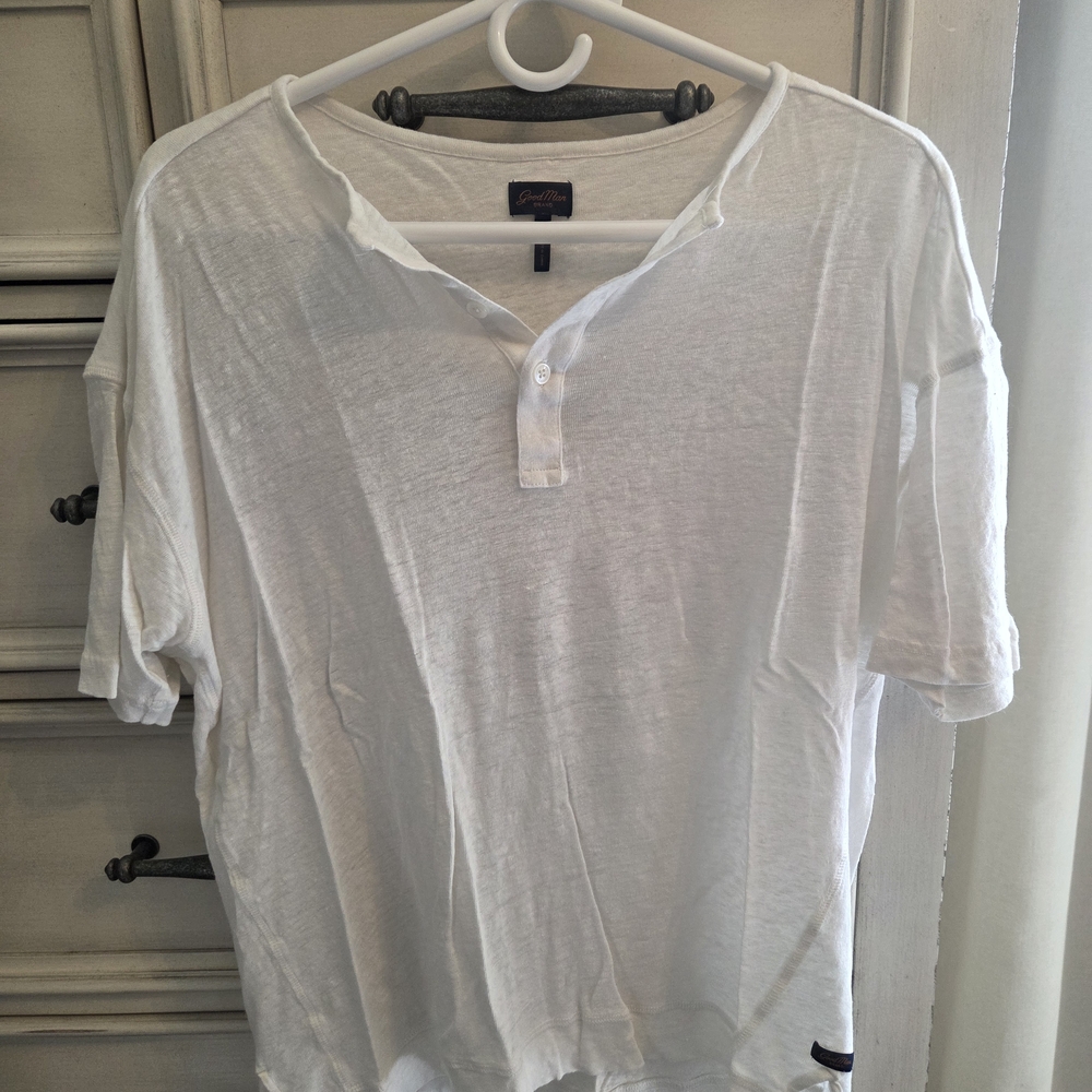 Good Man Brand White Short-Sleeve Henley Polo